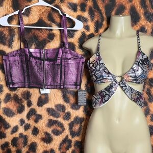 Forever 21 & Dolls Kill 2pc Metallic Top Bundle